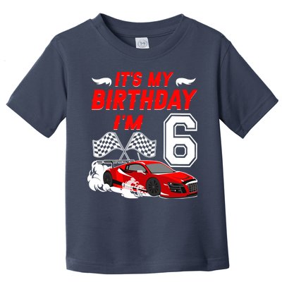 ItS My 6th Birthday Boy Race Car Racing 6 Years Old Toddler T-Shirt