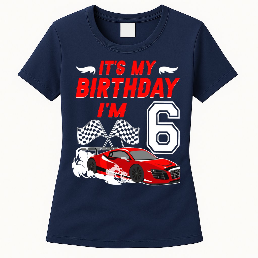 ItS My 6th Birthday Boy Race Car Racing 6 Years Old Womens T-Shirt