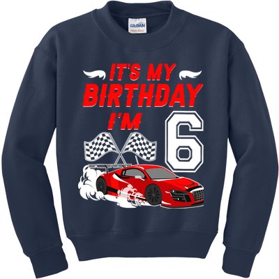 ItS My 6th Birthday Boy Race Car Racing 6 Years Old Kids Sweatshirt