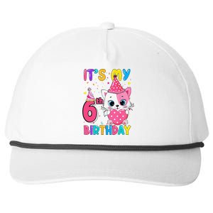 It's My 6th Birthday Funny Cat Birthday 6 Year Old Snapback Five-Panel Rope Hat