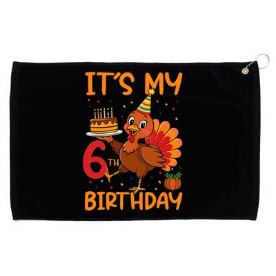 ItS My 6th Birthday Party Thanksgiving Turkey Birthday Bday Grommeted Golf Towel