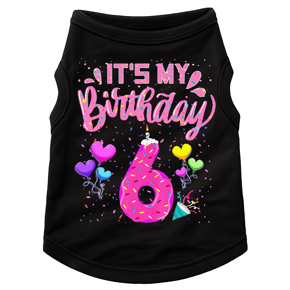 Its My 6th Birthday Doughnut Happy 6 Years Old Girl Kids Doggie Tank