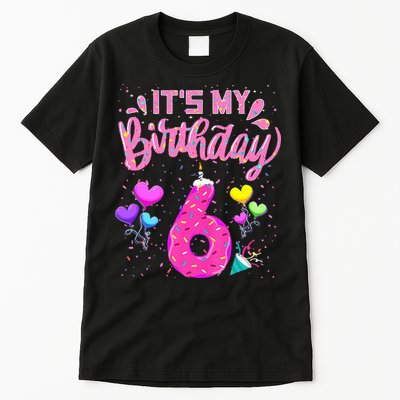 Its My 6th Birthday Doughnut Happy 6 Years Old Girl Kids Tall T-Shirt