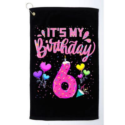 Its My 6th Birthday Doughnut Happy 6 Years Old Girl Kids Golf Towel