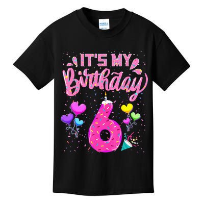 Its My 6th Birthday Doughnut Happy 6 Years Old Girl Kids Kids T-Shirt