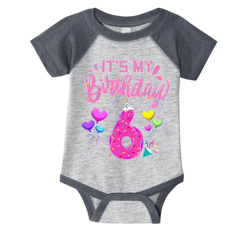 Its My 6th Birthday Doughnut Happy 6 Years Old Girl Kids Infant Baby Jersey Bodysuit