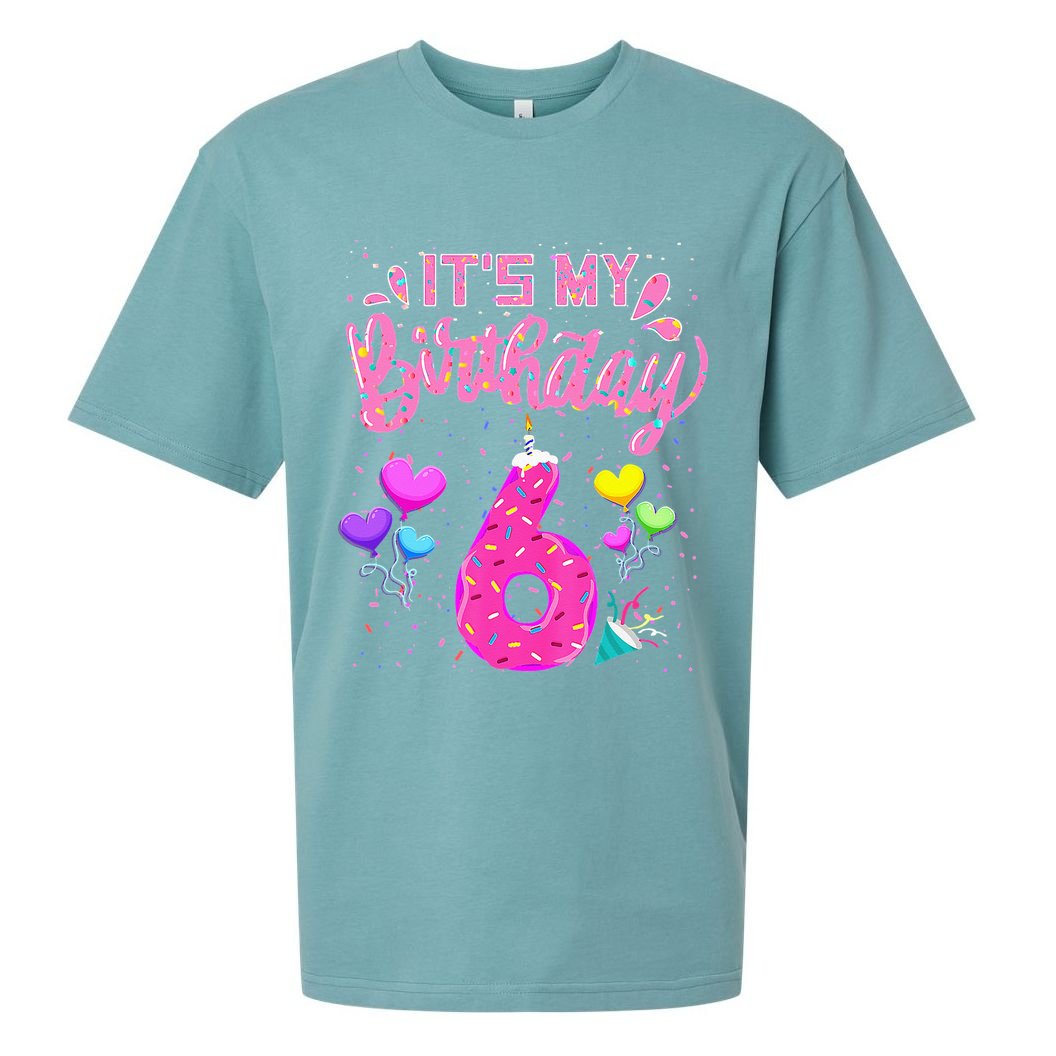 Its My 6th Birthday Doughnut Happy 6 Years Old Girl Kids Sueded Cloud Jersey T-Shirt