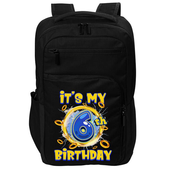 ItS My 6th Birthday 6 Years Old Birthday Boy Hedgehog Impact Tech Backpack