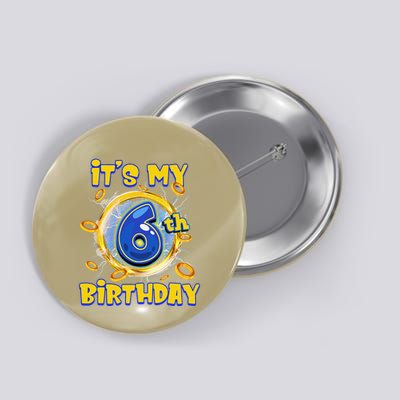 ItS My 6th Birthday 6 Years Old Birthday Boy Hedgehog Button