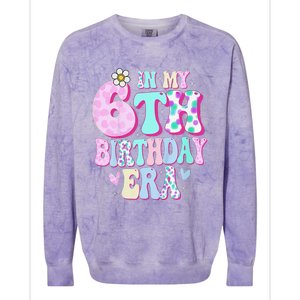 In My 6th Birthday Era Girl Gifts Six Bday 6 Year Old Cute Colorblast Crewneck Sweatshirt