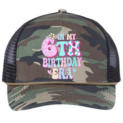 In My 6th Birthday Era Girl Gifts Six Bday 6 Year Old Cute Retro Rope Trucker Hat Cap