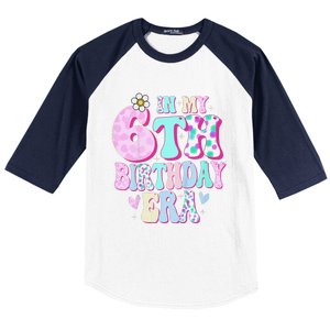 In My 6th Birthday Era Girl Gifts Six Bday 6 Year Old Cute Baseball Sleeve Shirt