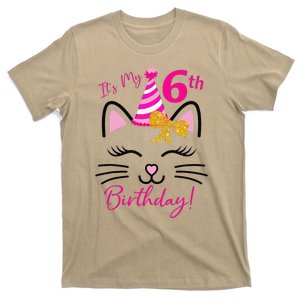 Its My 6th Birthday Funny Cat Birthday 6 Year Old T-Shirt