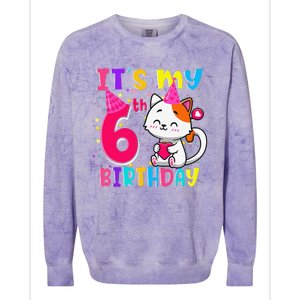 Its My 6th Birthday Gifts 6 Year Old Funny Cat Lover Colorblast Crewneck Sweatshirt