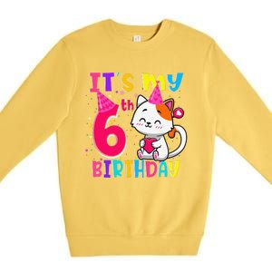 Its My 6th Birthday Gifts 6 Year Old Funny Cat Lover Premium Crewneck Sweatshirt