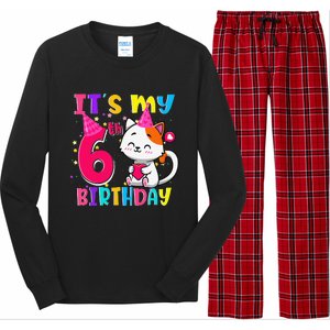 Its My 6th Birthday Gifts 6 Year Old Funny Cat Lover Long Sleeve Pajama Set