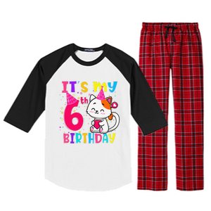 Its My 6th Birthday Gifts 6 Year Old Funny Cat Lover Raglan Sleeve Pajama Set