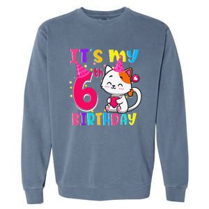 Its My 6th Birthday Gifts 6 Year Old Funny Cat Lover Garment-Dyed Sweatshirt