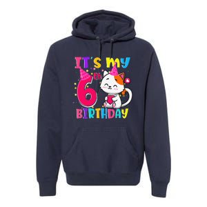 Its My 6th Birthday Gifts 6 Year Old Funny Cat Lover Premium Hoodie