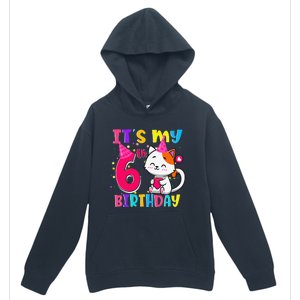 Its My 6th Birthday Gifts 6 Year Old Funny Cat Lover Urban Pullover Hoodie