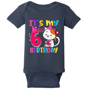 Its My 6th Birthday Gifts 6 Year Old Funny Cat Lover Baby Bodysuit