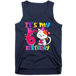 Its My 6th Birthday Gifts 6 Year Old Funny Cat Lover Tank Top