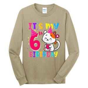 Its My 6th Birthday Gifts 6 Year Old Funny Cat Lover Tall Long Sleeve T-Shirt