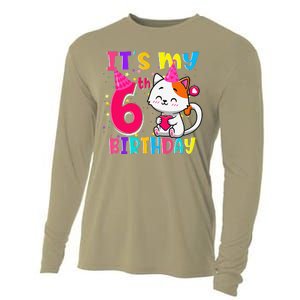 Its My 6th Birthday Gifts 6 Year Old Funny Cat Lover Cooling Performance Long Sleeve Crew