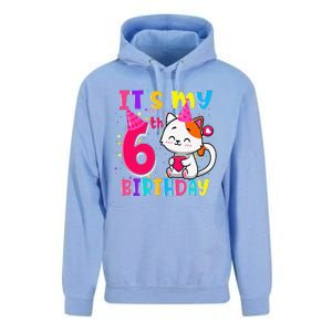 Its My 6th Birthday Gifts 6 Year Old Funny Cat Lover Unisex Surf Hoodie