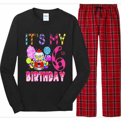 Its My 6th Birthday Candy Candyland Birthday Girl 6 Year Old Long Sleeve Pajama Set