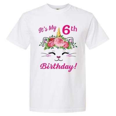 Its My 6 Birthday Caticorn Outfits For Cute Garment-Dyed Heavyweight T-Shirt