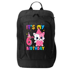 It's My 6th Birthday Girl Funny Cat Birthday 6 Year Old City Backpack