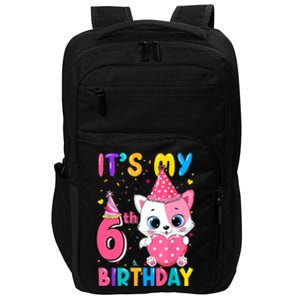 It's My 6th Birthday Girl Funny Cat Birthday 6 Year Old Impact Tech Backpack