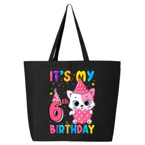 It's My 6th Birthday Girl Funny Cat Birthday 6 Year Old 25L Jumbo Tote