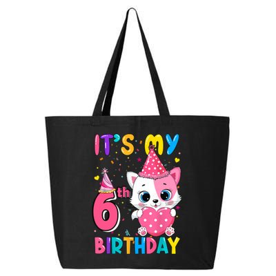 It's My 6th Birthday Girl Funny Cat Birthday 6 Year Old 25L Jumbo Tote