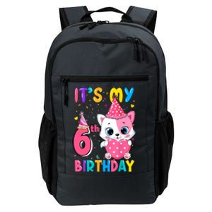 It's My 6th Birthday Girl Funny Cat Birthday 6 Year Old Daily Commute Backpack