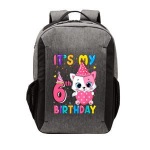 It's My 6th Birthday Girl Funny Cat Birthday 6 Year Old Vector Backpack