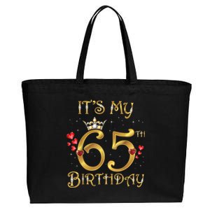 It's My 65th Birthday, 65 Years Old, 65th Birthday Queen Cotton Canvas Jumbo Tote