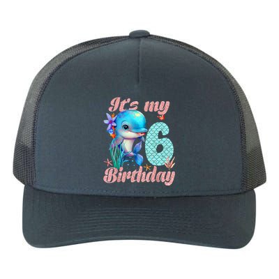 It's My 6th Birthday Dolphin Shark 6 Year Old Sea Fish Ocean Yupoong Adult 5-Panel Trucker Hat