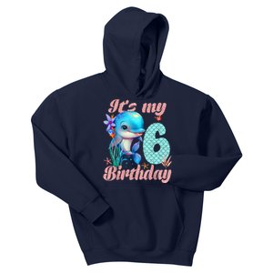 It's My 6th Birthday Dolphin Shark 6 Year Old Sea Fish Ocean Kids Hoodie