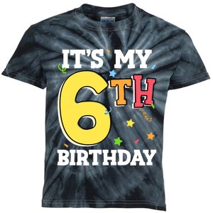 ItS My 6th Birthday 6 Six Happy Birthday Boy Or Girl Kids Tie-Dye T-Shirt