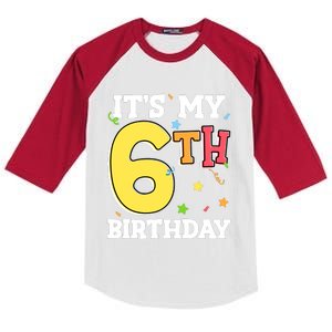 ItS My 6th Birthday 6 Six Happy Birthday Boy Or Girl Kids Colorblock Raglan Jersey