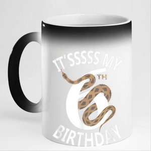 Its My 6th Birthday 6 Years Old Snake Boy And Girl Party 11oz Black Color Changing Mug