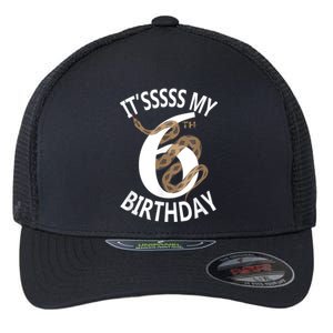 Its My 6th Birthday 6 Years Old Snake Boy And Girl Party Flexfit Unipanel Trucker Cap