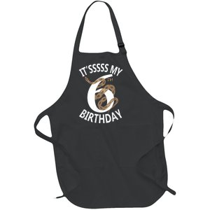 Its My 6th Birthday 6 Years Old Snake Boy And Girl Party Full-Length Apron With Pockets