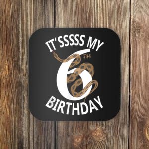 Its My 6th Birthday 6 Years Old Snake Boy And Girl Party Coaster