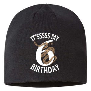 Its My 6th Birthday 6 Years Old Snake Boy And Girl Party Sustainable Beanie