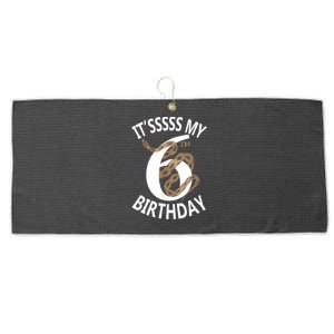 Its My 6th Birthday 6 Years Old Snake Boy And Girl Party Large Microfiber Waffle Golf Towel