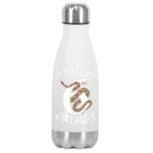 Its My 6th Birthday 6 Years Old Snake Boy And Girl Party Stainless Steel Insulated Water Bottle