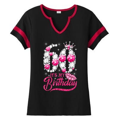 It's My 60th Birthday Cute Gift Queen 60 Years Old Shoes Crown Diamond Gift Ladies Halftime Notch Neck Tee